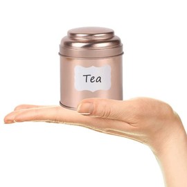 Kquepo Pack of 6 Mini Tea Canisters with Airtight Double Lids, Mini Tin Plate Tin and Small Round Kitchen Tins for Tea (Silver)