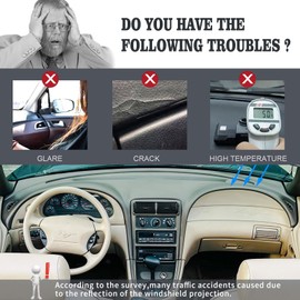 puxhig Dashboard Cover Dash Cover Mat Pad Carpet Custom Fit for Ford Mustang 1998 1999 2000 2001 2002 2003 2004 (Black)