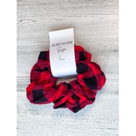 Raven Lane Red Buffalo Flannel Scrunchie | Big Scrunchies Fashion Hair Ties Large Volume