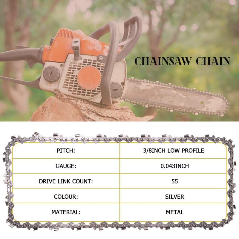 Peakloong 2Pcs 16 Inch Chainsaw Chain 3/8 LP 55 Drive