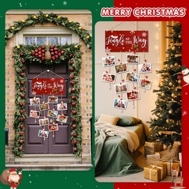 Christmas Card Holder Merry Christmas Picture Holder for Wall Wooden Wall Hanging Picture Holders with 30 Wooden Snowflake Clips Photo Greeting Card Holder for Christmas Home Office Crafts Display