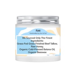 Beef Tallow for Skin, Grass Finished & Grass Fed Whipped Beef Tallow and oney Balm, ody & Face Moisturizer, 4 Oz, Summer Lightweight