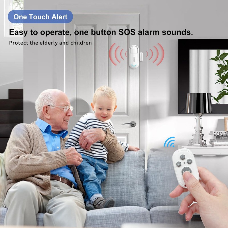 DAYTECH Door Alarm with Remote, 0-120dB Door Alarm Sensor When