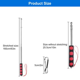 LICQIC 1.6 M Flag Stick, Telescopic Handheld Flagpoles, Portable Tour Guide Flag Pole with Lanyard and Clips, Stainless Steel Teaching Pointer Stick for Tour Guide Teaching (1 PCS)