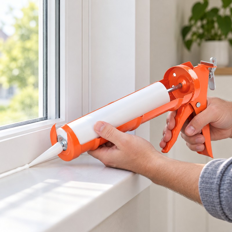 Blue Manual Caulking Gun with 10:1 Thrust Ratio, No-Drip Cartridge