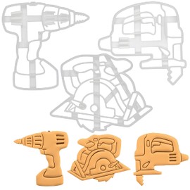 Set of 3 Power Tools Cookie Cutters (Power Drill, Circular Saw, and Jigsaw), 3 pieces - Bakerlogy