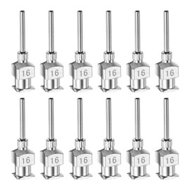 HARFINGTON 12pcs 16Gauge Stainless Steel Dispensing Needles, 1/2" All Metal Glue Needle Tube Blunt Tips Luer Lock for Thick Liquids, Ink, Glue, Lab Use