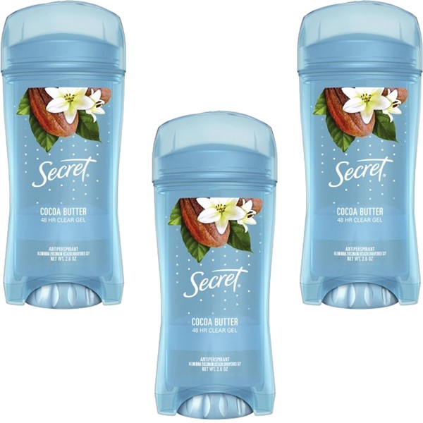 Secret Scent Expressions Antiperspirant Deodorant, Clear Gel, Cocoa Butter Kiss Scent 2.6 Oz (Pack of 3)