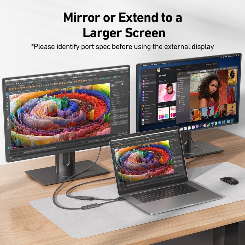 FLAT USB-C Cable to 8k/4k Adapter Compatible with NUU X7/X7