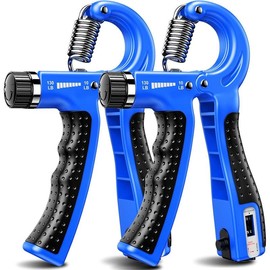 Hand Grip Strengthener 2 Pack Adjustable Resistance 10-130 lbs Forearm Exerciser,Grip Strength Trainer for  Building and   for Athletes - Color: Deep Blue