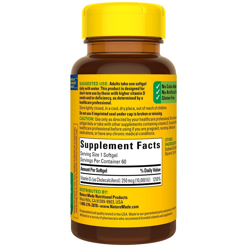 Nature Made Vitamin D3 10000 IU (250 mcg) Maximum Strength,