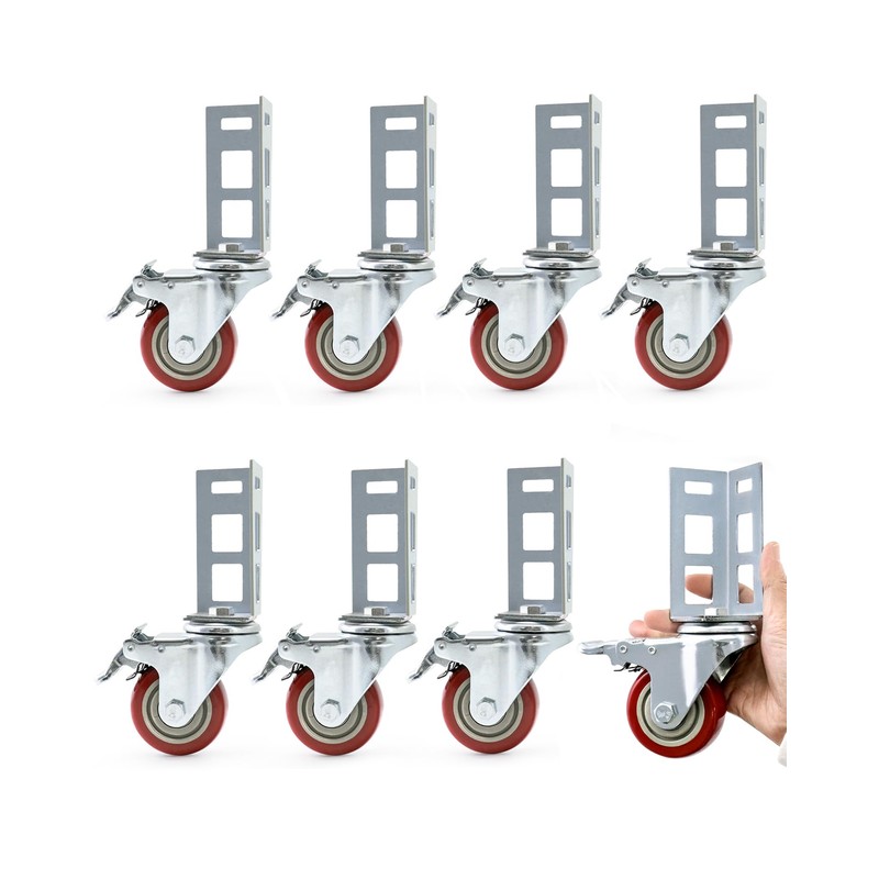 QWORK 3" Boltless Rack Caster Wheels, 8 Pack Storage Shelf
