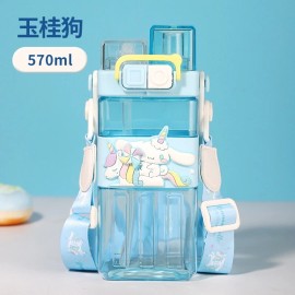 Sanrio Cinnamoroll Two Straws Drinking Water Bottle W/Adjustable Strap 570ml NEW