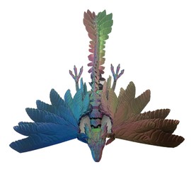FLUEFOWL 3D Printed Dragon with Wings, Articulated Dragon with Present Case, Dragon Fidget Toy, 3D Printed Animals Toys, Desktop Pet (Neon)