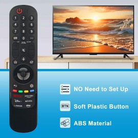 VINABTY MR24GA Replacement Voice Remote Control Suitable for LG MR22GN MR22GA Smart OLED QNED Nano TV Models 43NANO766QA 50NANO766QA 55NANO766QA 60UQ81006LB 65NANO766QA 75NANO816QA 43NANAN. O769QQQA