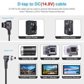 FOMITO D-tap P-tap Converter to DC Coiled Cable for Aputure COB 60D 60X S Godox ML60 ML30 Neewer MS60 LED Video Light, LCD Monitor, Black Magic Camera
