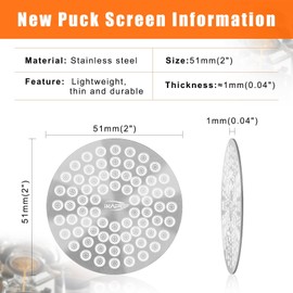 IKAPE 51mm Espresso Puck Screen, Food-grade 316 Stainless Steel Coffee Puck Screen-Ultra-thin, Ultra-light, Resusable Coffee Ground Filter Designed for Professional Baristas