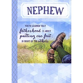 Designer Greetings Hiking Boots and Green Field Father's Day Card for Nephew