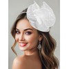 Flayem Fascinator Hats for Women White Pillbox Hat with Veil