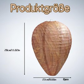 Set of 2, Wasp Nest Dummy, Wasp Nest Dummy Weatherproof and Hornet Nest Dummy, Traditional Paper Lanterns for Home Decoration and Folk Culture Events (28 cm x 22 cm)