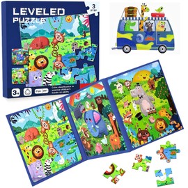 Children's Puzzle, Magnetic Puzzle, Animal Puzzle for Children, Travel Games Children from 3 Educational Puzzles, Educational Toy, Educational Toy for Children 3 4 5 Years (Forest)