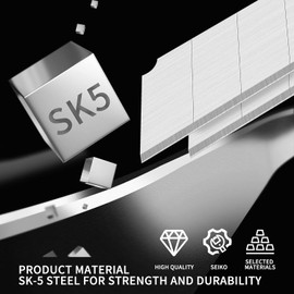 100-Pack 25MM Utility Knife Blades, Slitting Blades, Office Knife SK5 Blades for Retractable Box Cutters and Knives