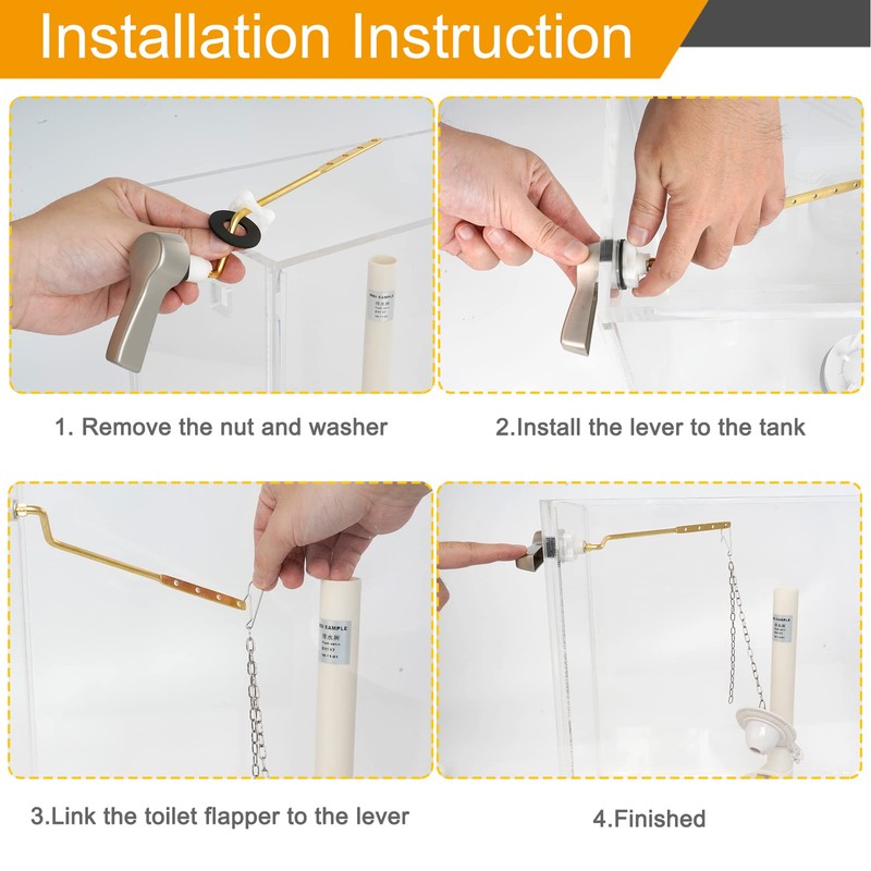 Hibbent Universal Metal Side Mount Toilet Handle Replacement Kit, Brass