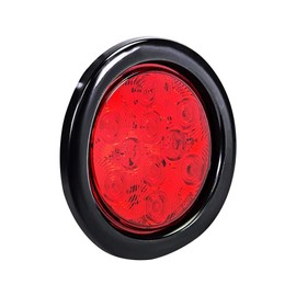 4" Round Red LED Trailer Tail Light [DOT Certified] Truck Stop Brake Turn Lights [IP67 Waterproof] RV Semi Truck Taillight [10 Bright LEDs] With Colored Lens [Grommet & Plugs Included] [1 Pack]