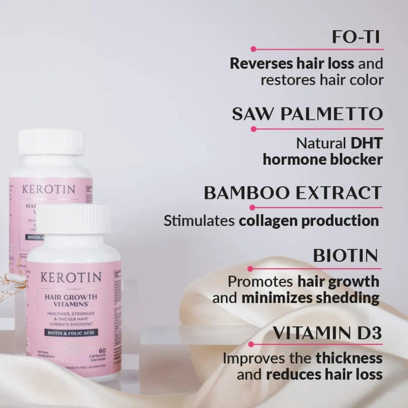 Kerotin Vitaminas Crecimiento Cabello Pastillas