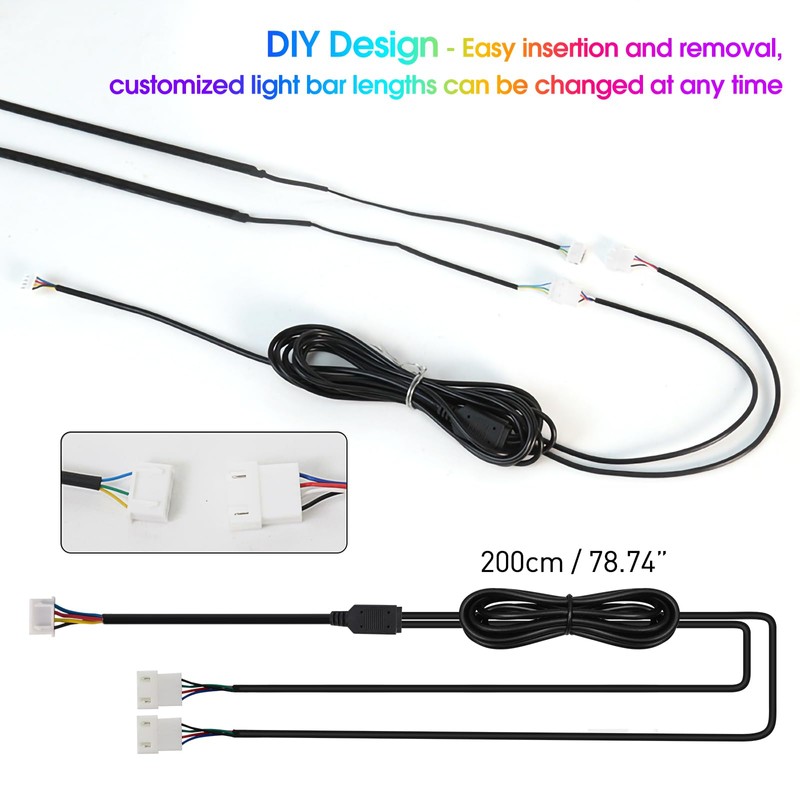 Dreamcolor Interior Acrylic Car Light Strip, 2 in 1 Car