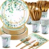 Ziliny 350 Pcs Tea Party Supplies Spring Summer Sage Green