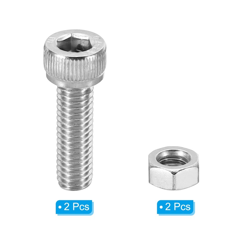 PATIKIL 2 Sets M6x20mm Hex Socket Screw Cylindrical Hollow Bolt