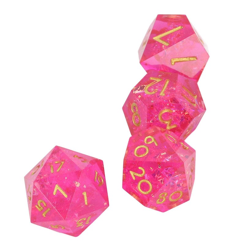 7PCS Polyhedral Dice Clear Numbers Pointed Edges Resin Dice Set