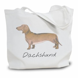 Nuckxy Canvas Tote Bag For Woman, Dog Theme Hand Drawn Dachshund, Aesthetic Reusable Grocery Bags, Large Shoulder Bag, Gift For Woman, Dog lover Gift - A06