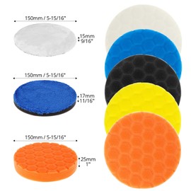 QWORK® 7 Pcs Polishing Pads Set,6 Inch Foam Polishing Pads,With Wool Buffing Pads And Microfiber Pad For Polishing Waxing Sealing Glaze, Use With Eccentric Machines