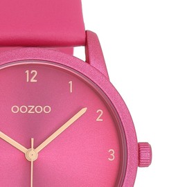 Oozoo - Timepieces Women's Watch | Women's Watch with Leather Strap | Modern Watch for Women | Elegant Analogue Women's Watch in Round (38 mm Case), Fuchsia / Peach Pink, Strap.