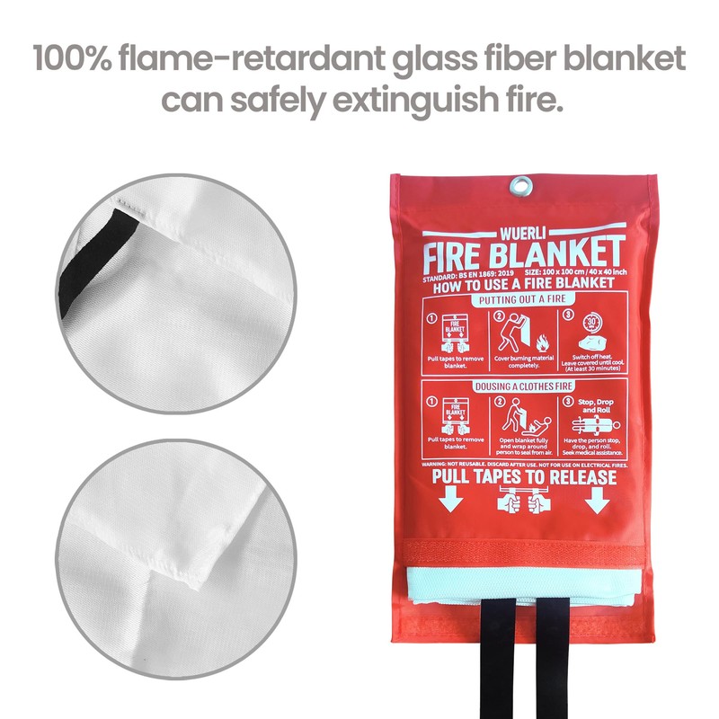 WUERLI Fire Blanket for Home and Kitchen,40" x 40",4 Pack,Emergency