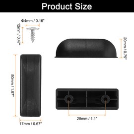 sourcing map 4Pcs Luggage Replacement Pads, Plastic Luggage Stand Feet Stud, Suitcase and Travel Gear Bottom Side Accessories with Self-tapping Screws, Black (50x17x20mm)