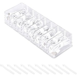 Plastic Cable Management Box with 10 Wire Ties, Clear, 8 Compartments, Office Organizer