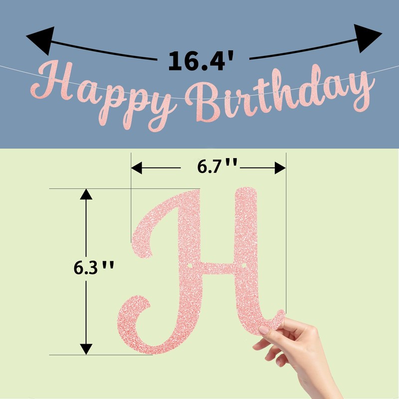 Oeyliz Happy Birthday Banner Sign Glitter Birthday Garland Wall Door