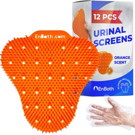 Orange Scented Urinal Splash Guard (12-Pack) Anti Splash Urinal Screen Deodorizer for Men's Bathroom with Long Bristles and Lasting Scent to Keep Your Restroom Smelling Fresh and Clean