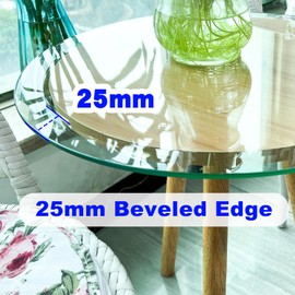 SZG 20" Inch Round Glass Table Top 1/4" Thick Tempered Beveled Edge (20 in)