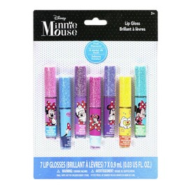 Minnie Mouse 7 unidades de brillo para labios de a base de plantas,primer set de maquillaje para niñas, perfecto para fiestas, pijamadas y regalos de cumpleaños, para mayores de 3 años, de Townley Girl