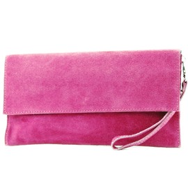 modamoda de T151 Women's Suede Suede Suede Clutch Shoulder Bag Evening Bag Handmade in Italy, Pink2021