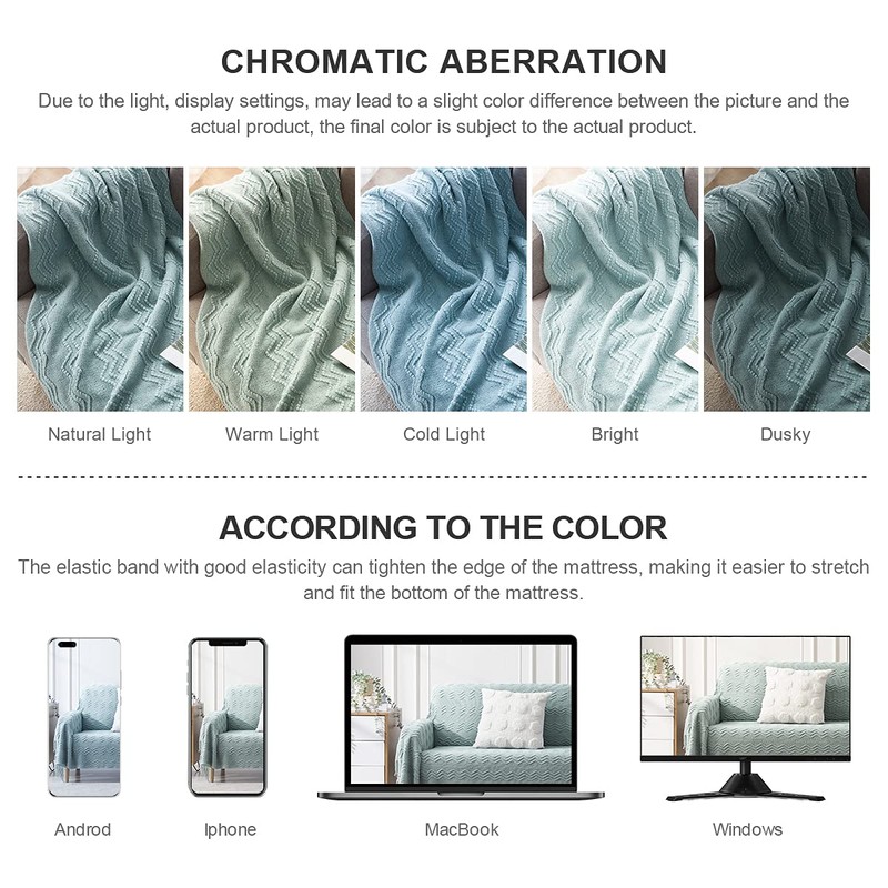 BOURINA Textured Solid Soft Sofa Throw Couch Cover Knitted Decorative