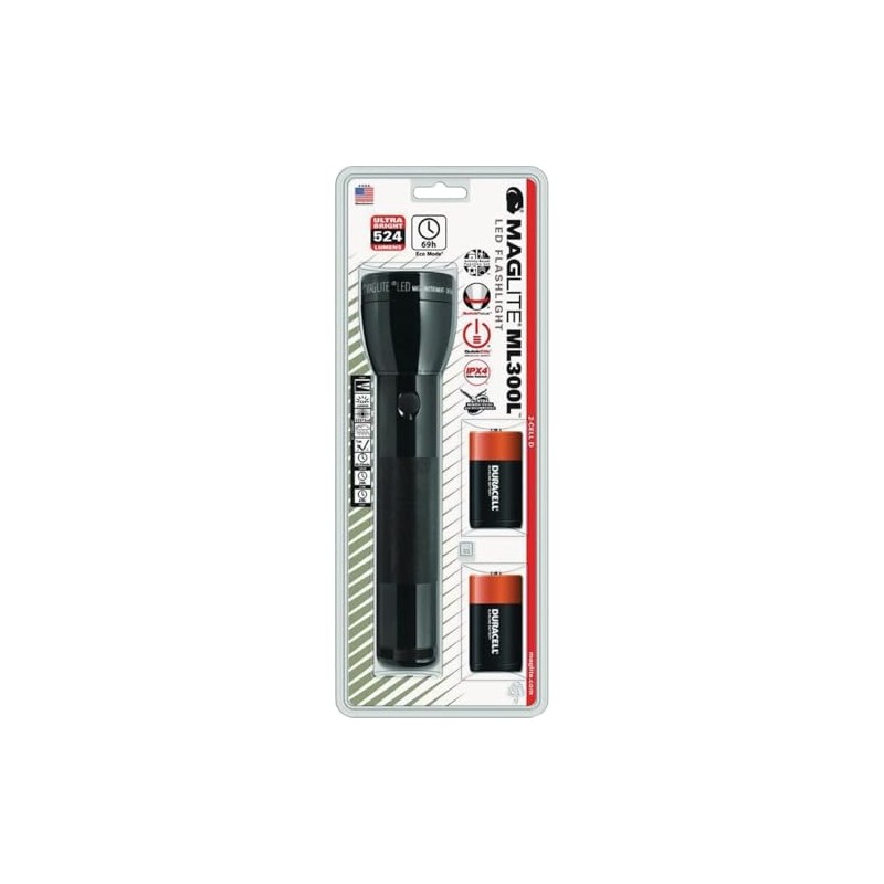 Maglite 524 lumens Black LED Flashlight D Battery