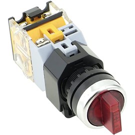 Yuco YC-SS22PMA-I2R-1 Illuminated Selector Switch 22MM 2-Position Maintained 24V AC/DC with 1 Normally Open 1 Normally Closed Contact Blocks (Red)