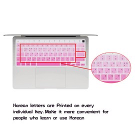 HRH Korean Language Keyboard Cover Skin,Silicone Keyboard Cover Protector for MacBook Air 13 Inch 2020 with Touch ID (MODLE A2179 and A2337 M1 Chip, US Layout)-Ombre Pink