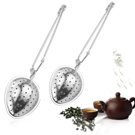 Zaloife Brewing Spoon, Tea Strainer Spoon, Stainless Steel, Tea Infuser for Cup, Tea Strainer for Loose Leaf Tea, Pack of 2, Silver