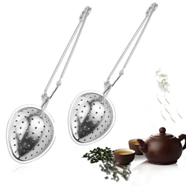 Zaloife Brewing Spoon, Tea Strainer Spoon, Stainless Steel, Tea Infuser for Cup, Tea Strainer for Loose Leaf Tea, Pack of 2, Silver